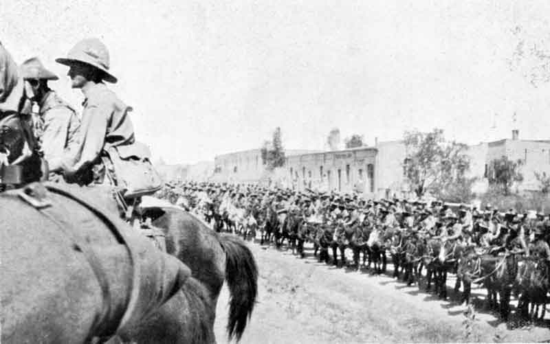 At Windhuk. The Commander-in-Chief addresses his massed troops from the Rathaus