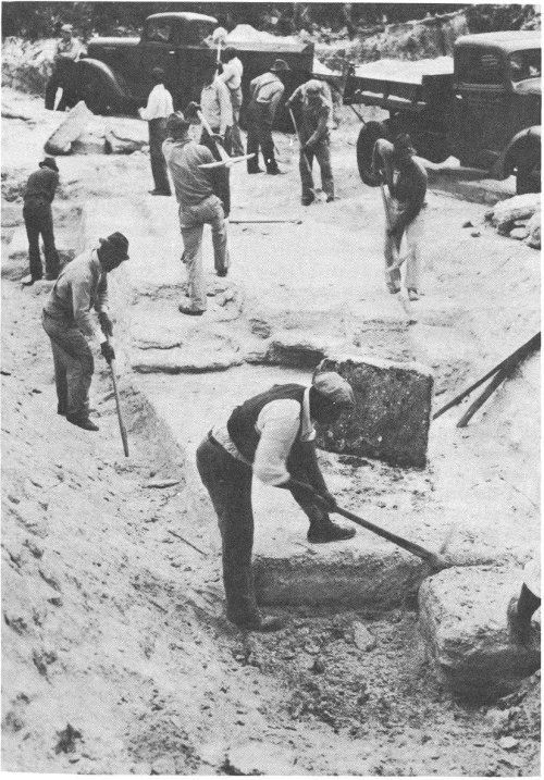 WITH OXCARTS IN PLACE OF THE TRUCKS, THIS QUARRYING SCENE ON ANASTASIA ISLAND MIGHT HAVE TAKEN PLACE ALMOST 300 YEARS AGO.